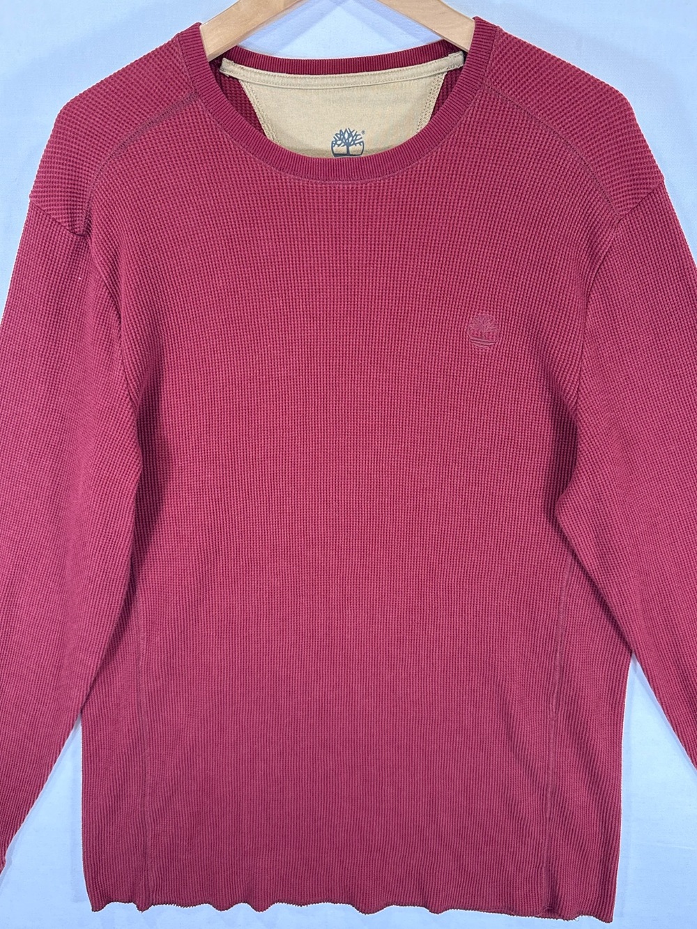 Timberland Men's Burgundy Crewneck Thermal Knit Sweater